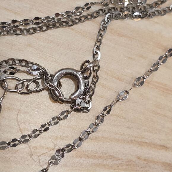 Delicate Sterling Silver 925 Layered Choker Chain Necklace CZ Star Moon Pendant - Picture 11 of 14